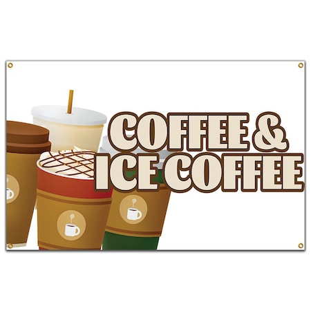 Signmission Coffee And Ice Coffee Banner Concession Stand Food Truck Single Sided B-60 Coffee And Ice Coffee19
